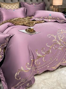 European-Style Bed Sheet Four-Piece Set 100 Cotton High-End