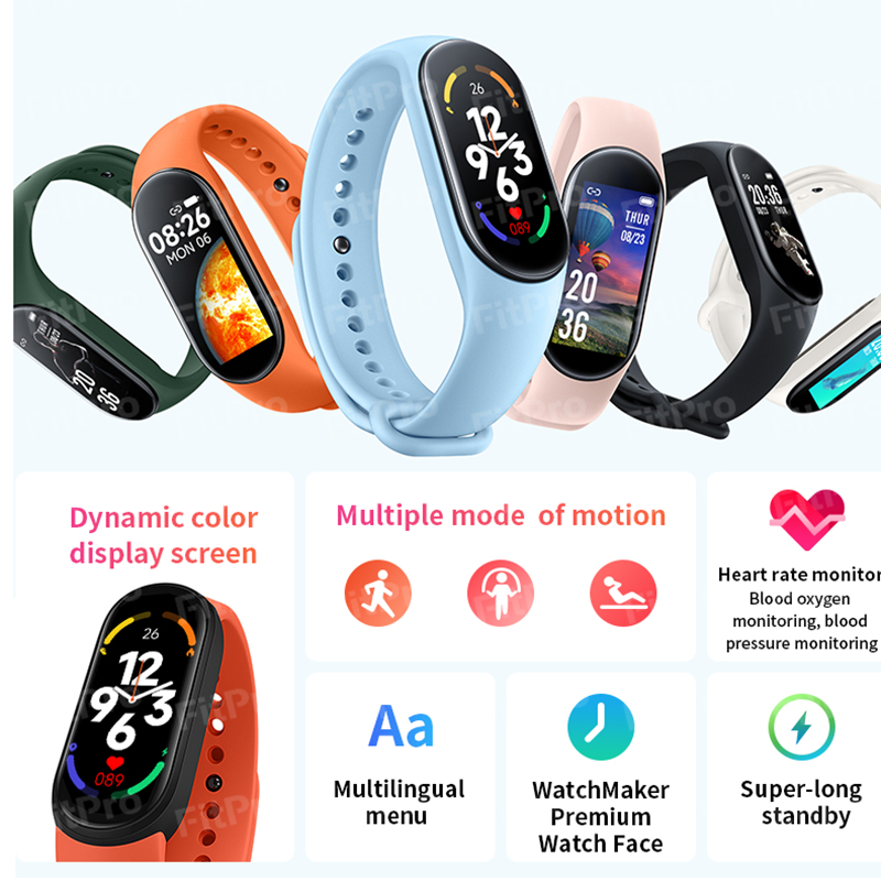 Band 7 Smart Watch Men Women Smartband Heart Rate Smartwatch - 图1