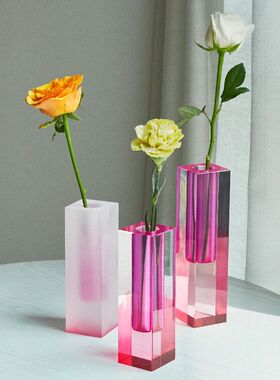 Acrylic Pillar Bud Vase Tabletop Glass Vases Luxury Decorati