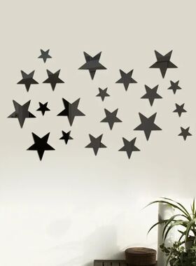 20pcs Star Wall Sticker 3D Acrylic Irregular Mirror Vanity L