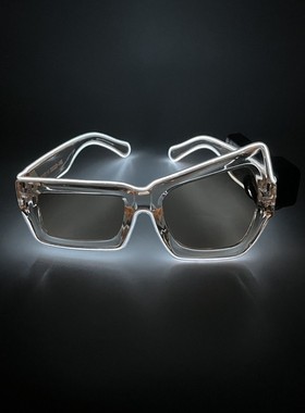方形网红个性夸张女LED发光眼镜