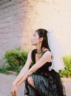 白鹿同款超仙新娘头纱万圣节头饰