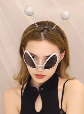 搞怪绿色外星人眼镜女发饰品头箍
