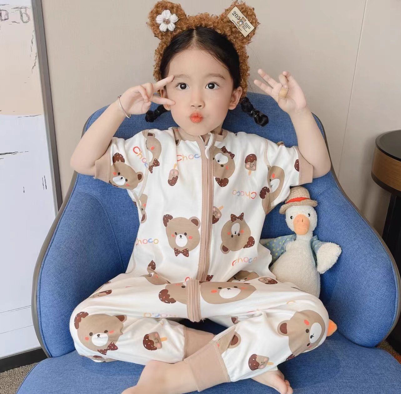 儿童连体睡衣男童夏季纯棉薄款空调服防踢连身衣女孩宝宝短袖爬服,淘宝优惠券,粉丝福利购,淘宝优惠卷