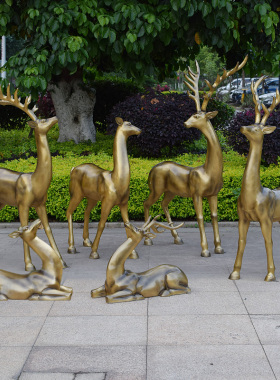 园林景观庭院抽象白鹿仿真动物