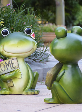 门口迎宾欢迎牌卡通动物雕塑青蛙