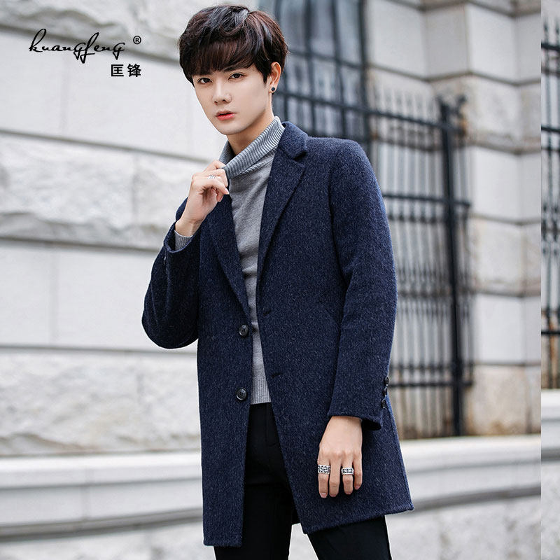 男装双面呢羊毛中长款韩版英伦风衣 匡锋毛呢大衣