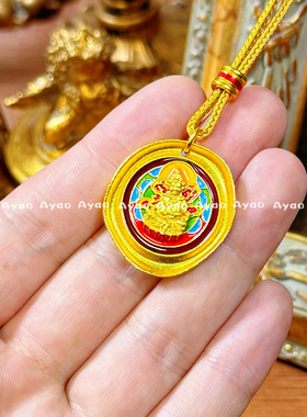 金店同款古法沙金黄财神吊坠