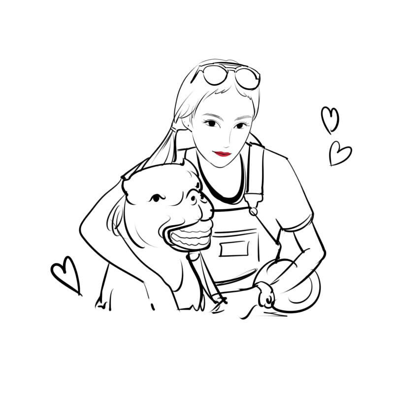 黑白速写简约线条肖像画真人照片转手绘人物情侣漫画头像定制设计