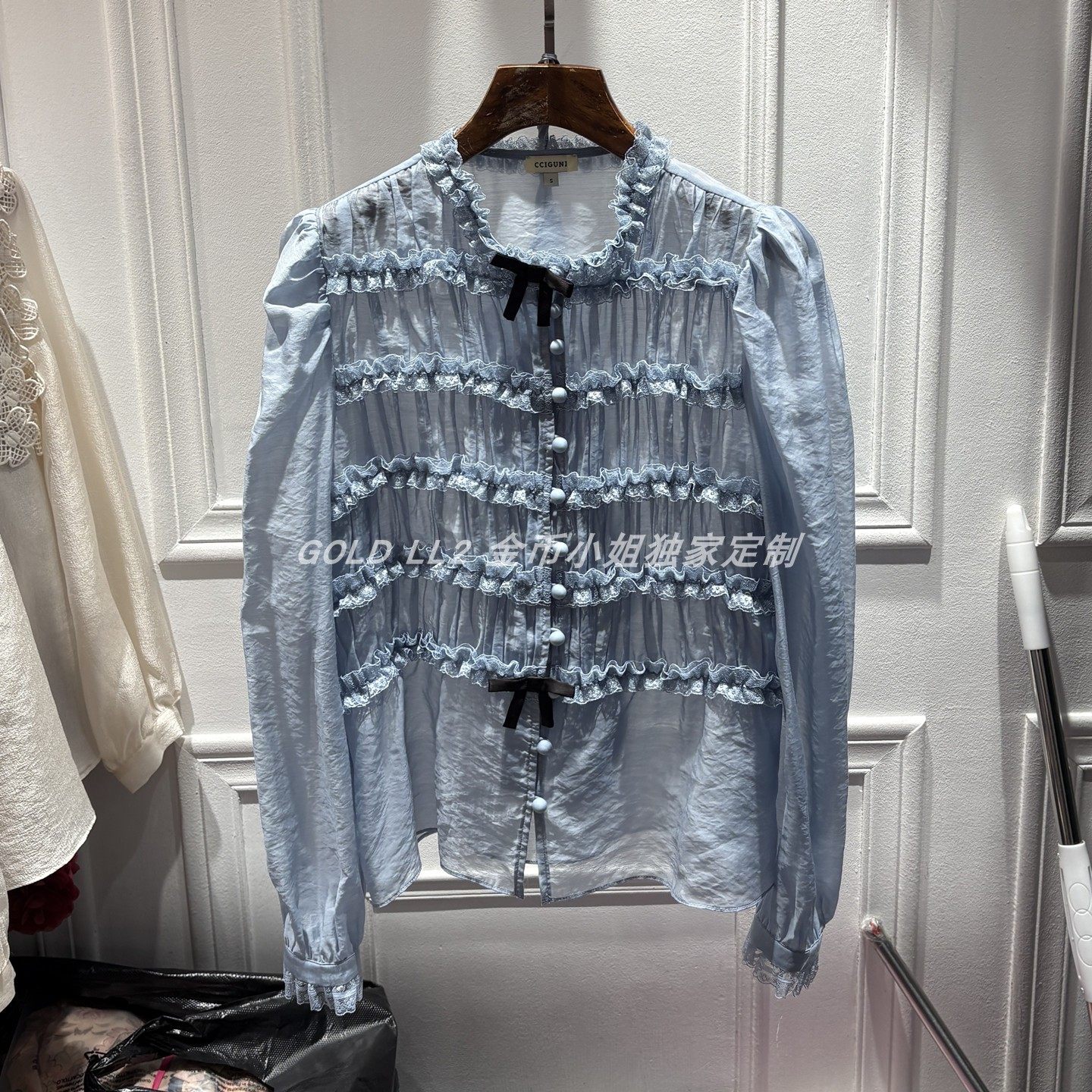 南油2026新品女装复古拼接木耳边衬衫蝴蝶结花边领温柔风长袖上衣,淘宝优惠券,粉丝福利购,淘宝优惠卷