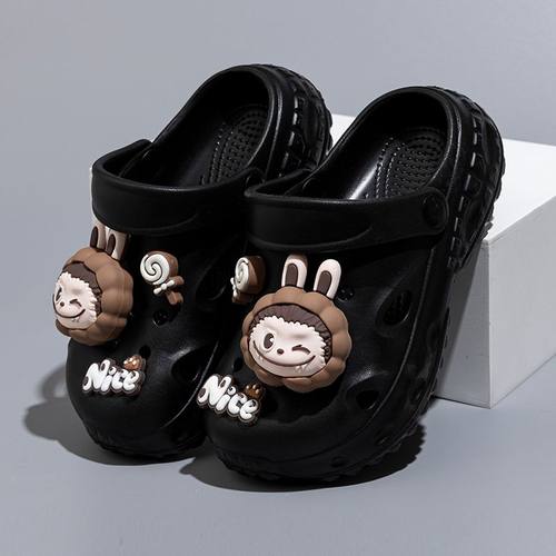 拉布布儿童洞洞鞋男女童夏天卡通包头户外防滑凉拖鞋宝宝沙滩鞋夏 - 图0