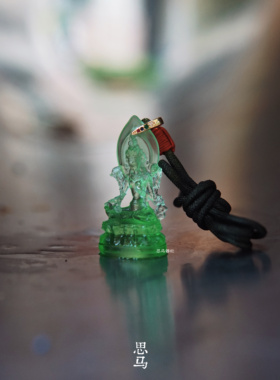 16世纪朗木寺绿度母·宋元琉璃技艺·分层渐变色·挂件项链掌心件