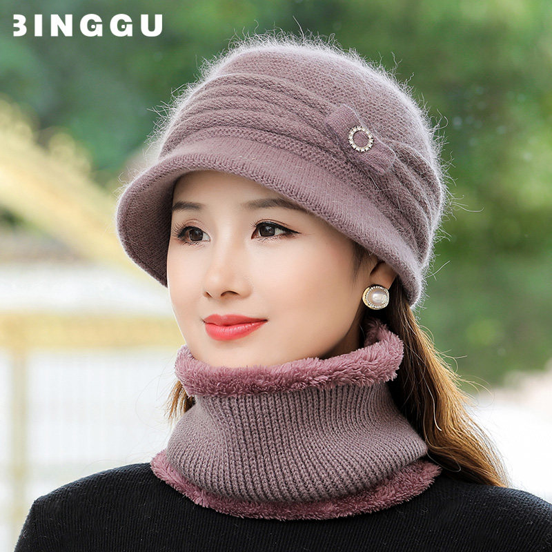 中老年人帽子女秋冬保暖针织毛线帽冬季新款老人妈妈奶奶老太太帽