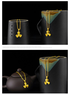 越南沙金项链女日韩时尚女款蝴蝶结锁骨项链仿真黄金项链女首饰