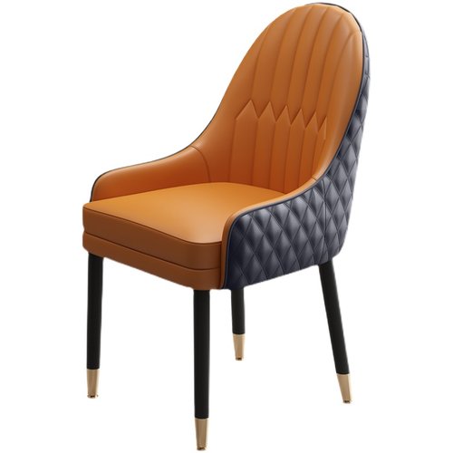 轻奢实木餐椅家用北欧简约休闲麻将椅酒店餐厅吃饭牛皮革靠背凳子 - 图3