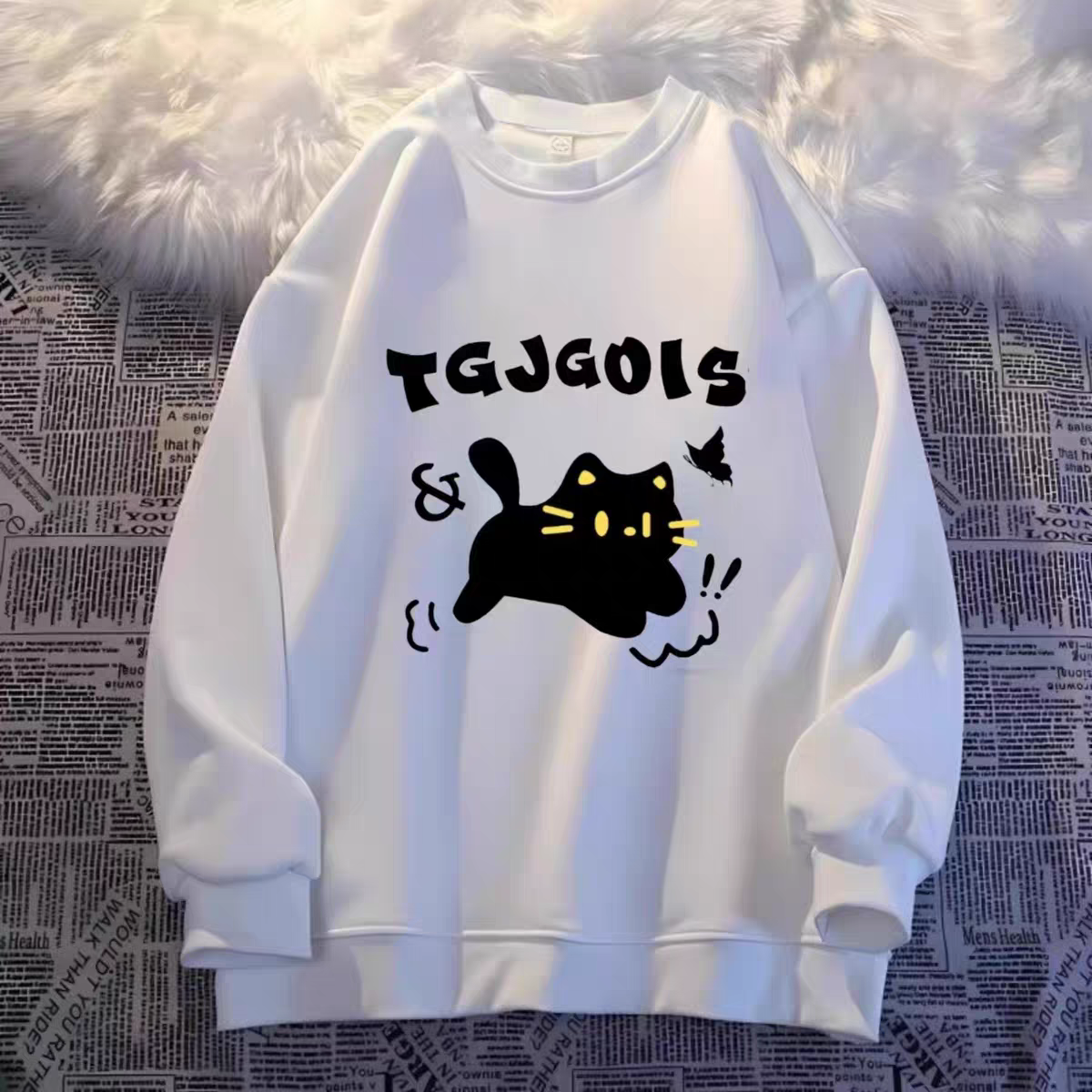 女童圆领卫衣秋冬季2025新款纯棉中大童学生印花宽松百搭加绒上衣,淘宝优惠券,粉丝福利购,淘宝优惠卷