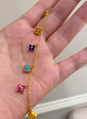 多巴胺彩色四叶草手链女款2025新款轻奢小众精致高级感女生高颜值