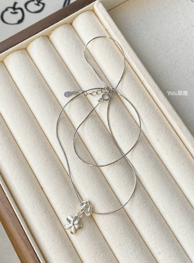 Yelu原创S925纯银花朵简约小众设计感锁骨链高级蛇骨链气质项链