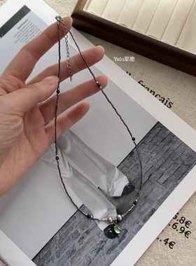 Yelu原创小众设计捷克珠鲍鱼贝壳吊坠个性复古亮面管珠串珠项链