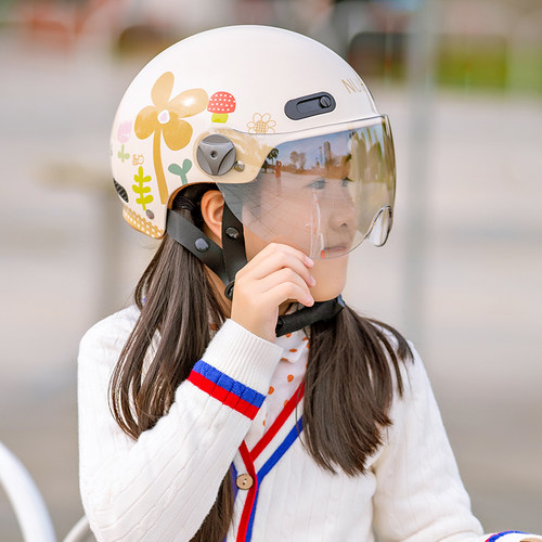三C认证新国标儿童电动摩托车男女孩四季通用头盔卡通夏季安全帽 - 图1