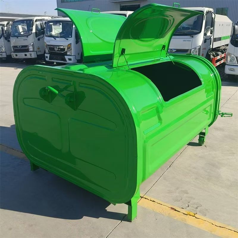 勾臂垃圾箱户外环卫大型3立方5挂车式垃圾车可拆卸碳钢中转垃圾屋 - 图2