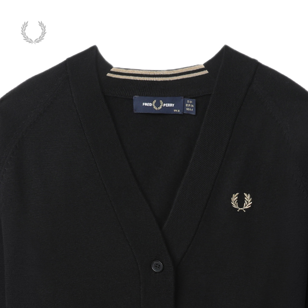 FRED PERRY女士休闲针织衫冬季新款V领开衫麦穗羊毛衫潮K4121 - 图2