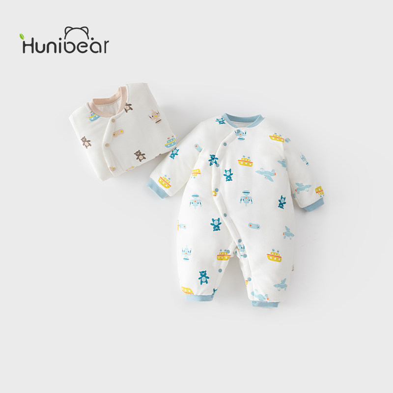 欢喜小熊婴儿连体衣秋冬夹棉哈衣新生儿加棉保暖衣服初生宝宝棉衣,淘宝优惠券,粉丝福利购,淘宝优惠卷