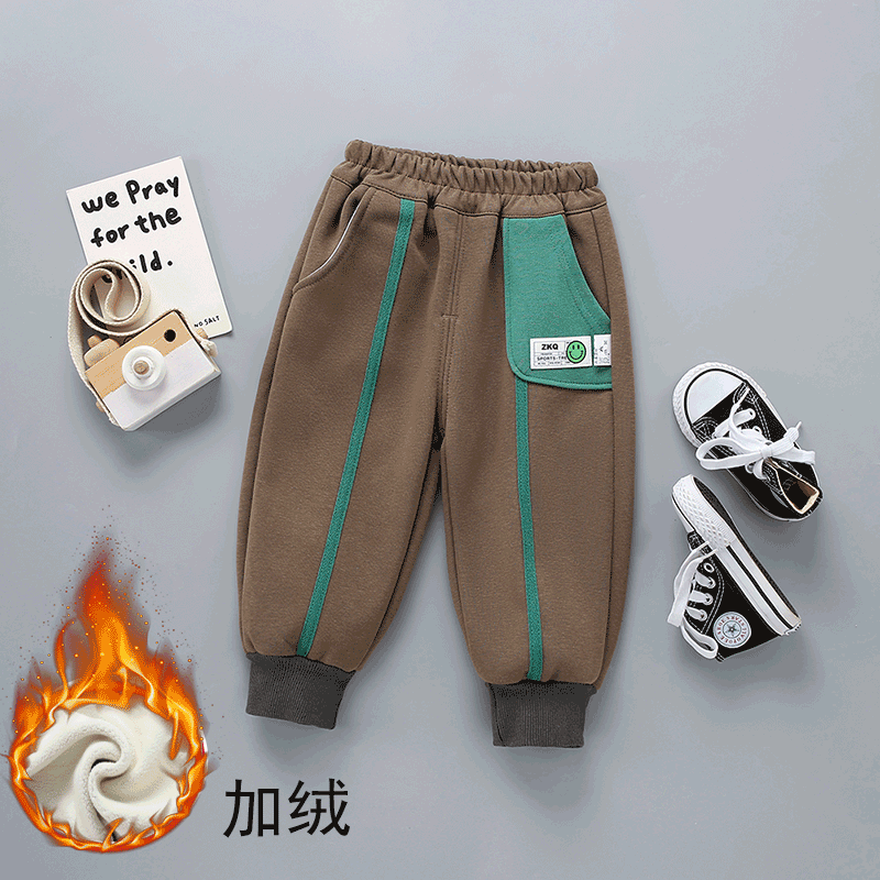 男宝宝加绒裤子秋冬款休闲裤运动裤儿童外穿秋装潮款婴儿加厚长裤,淘宝优惠券,粉丝福利购,淘宝优惠卷