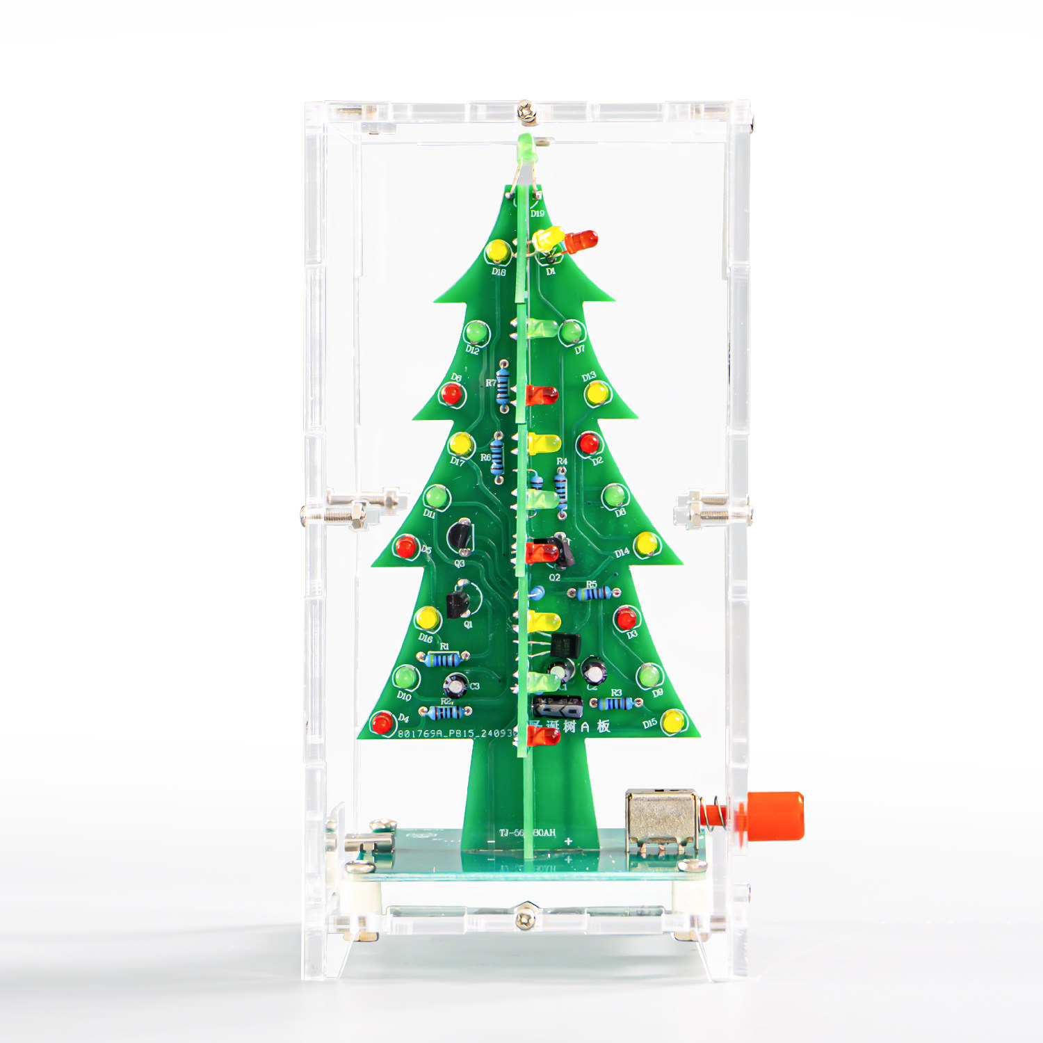 立体彩色圣诞树LED流水灯闪光焊接电子实训制作DIY套件TJ-56-180,淘宝优惠券,粉丝福利购,淘宝优惠卷