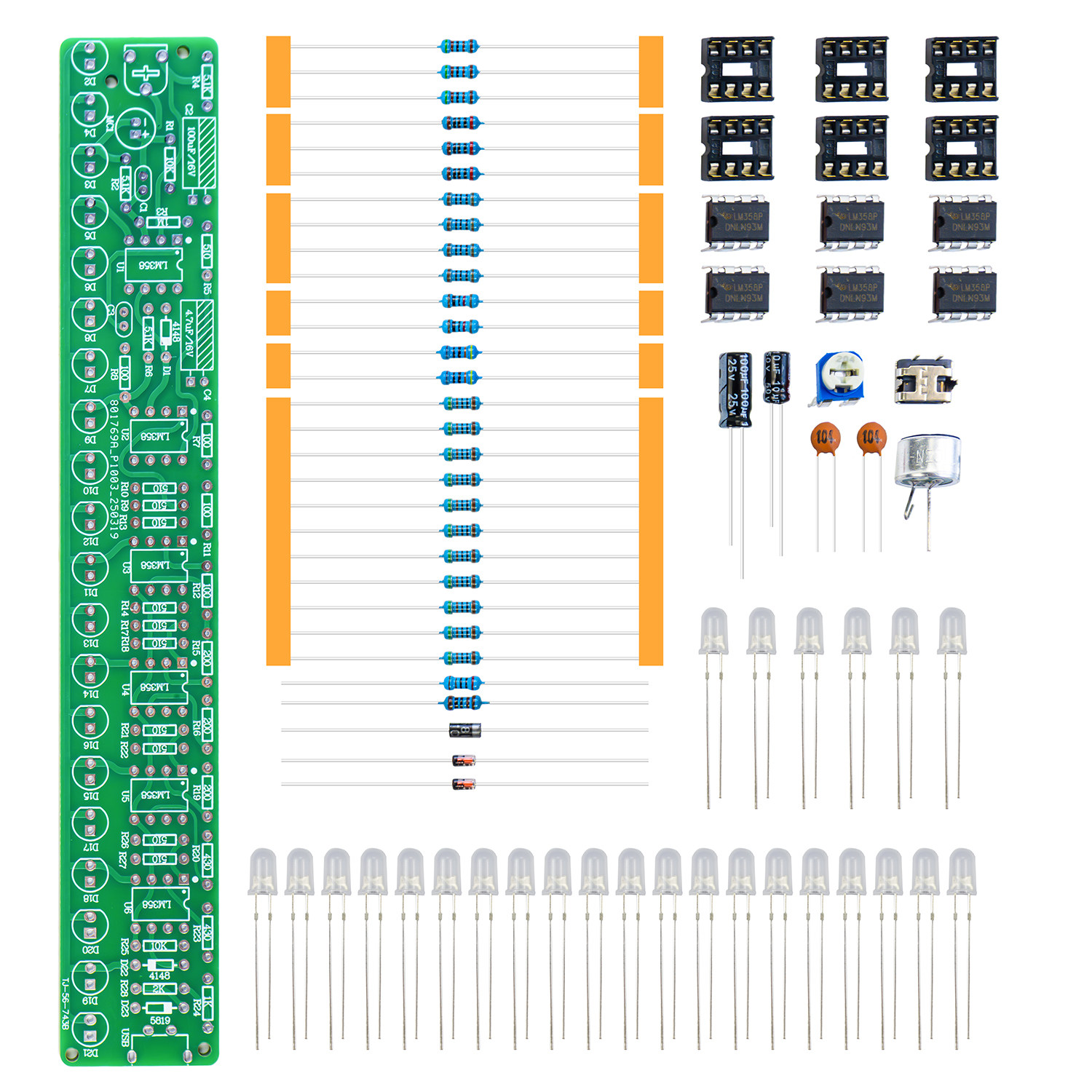 USB声控音响频谱灯套件led车载音量电平指示音乐DIY制作TJ-56-743,淘宝优惠券,粉丝福利购,淘宝优惠卷