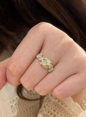 意大利拉丝圆钻蝴蝶兰戒指