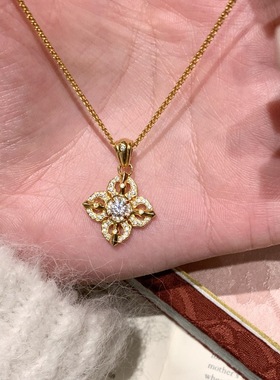 法式中古满钻十字金刚杵项链