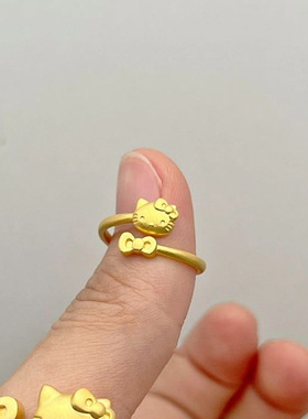 kitty猫咪镀18k金戒指女