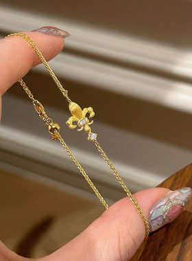 vintager中古风拉丝鸢尾花手链