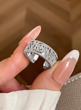 中古老钱风镂空藤编玫瑰花戒指