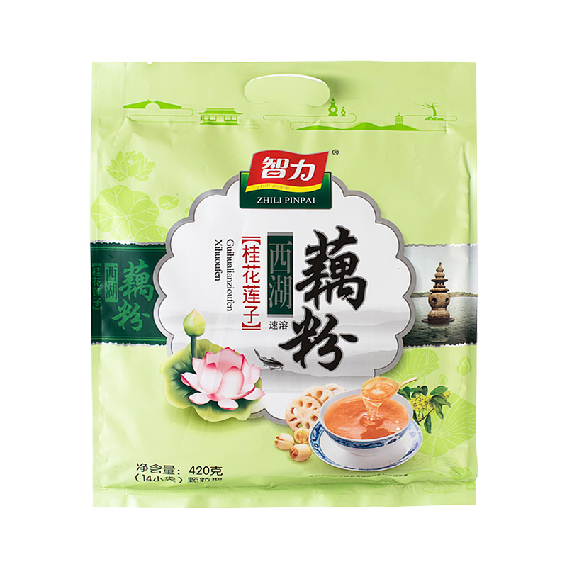 智力西湖桂花莲子藕粉420g即食冲饮健康营养早餐代餐粉14小袋包装-图0