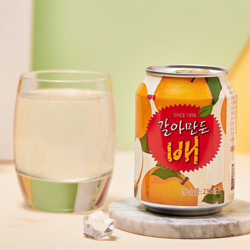 韩国原装进口饮料海太梨汁238ml*12罐礼盒夏季饮料果汁饮品-图2