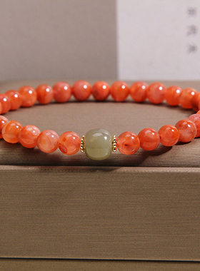 天然南红玛瑙手链女小众精致和田玉转运珠串珠手串轻奢高级感手饰