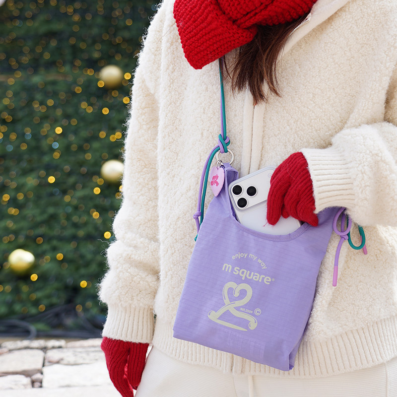 msquare迷你背心包多功能收纳手提包便携可折叠购物袋单肩斜挎包,淘宝优惠券,粉丝福利购,淘宝优惠卷