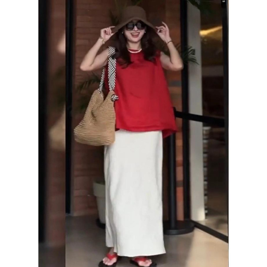 孕妇连衣裙套装夏季2026新款无袖红色宽松减龄上衣半身裙两件套女,淘宝优惠券,粉丝福利购,淘宝优惠卷