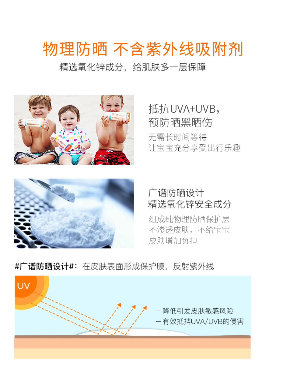 thinkbaby新乐宝贝儿童物理防晒霜SPF50+89ml 25年2月-图3