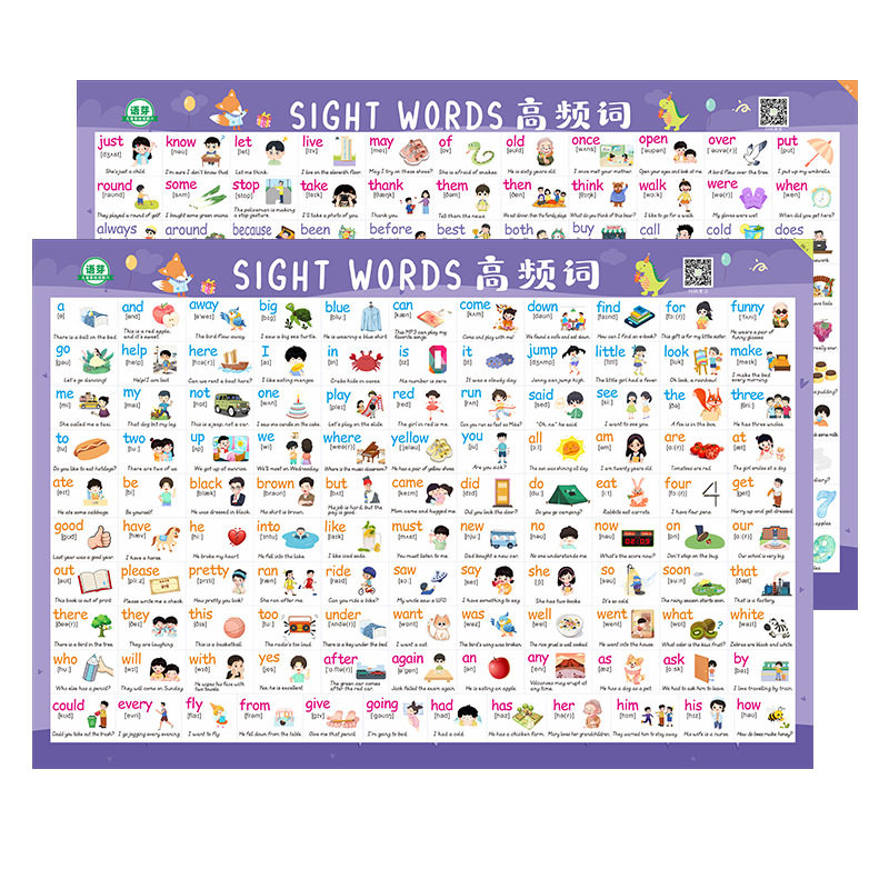220高频词挂图墙贴英语单词卡Sight Words幼儿园英文启蒙儿童教具,淘宝优惠券,粉丝福利购,淘宝优惠卷