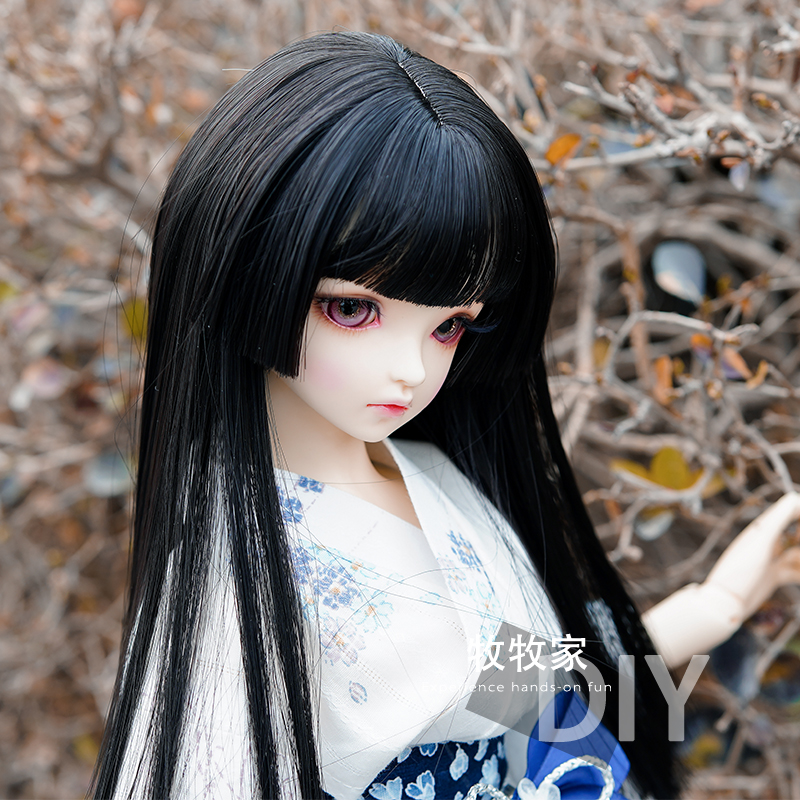 姬发公主切bjd VOLKS SD DDMDD 1/3 1/4高温丝黑色直发手改假发毛 - 图3