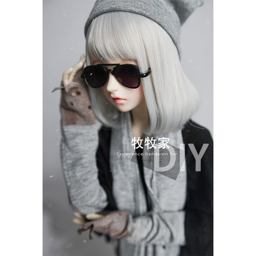 bjd VOLKS SD DDMDD 1/3 1/4渐变色混丝梨花头斜刘海手改毛假发 - 图3