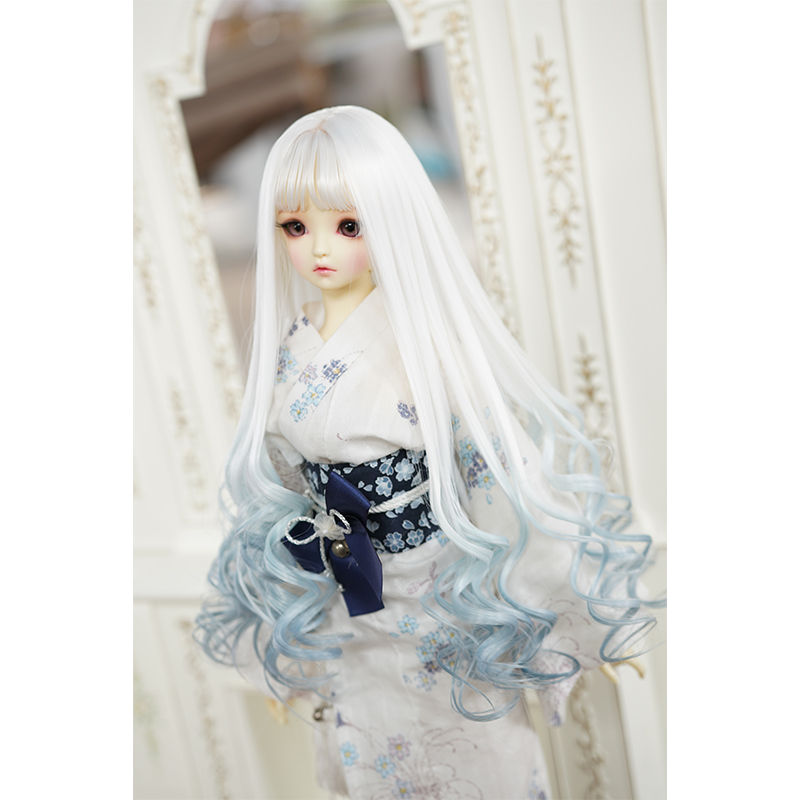 bjd VOLKS SD DDMDD 1/3 1/4灰蓝渐变色刘海手改娃娃假发 - 图0