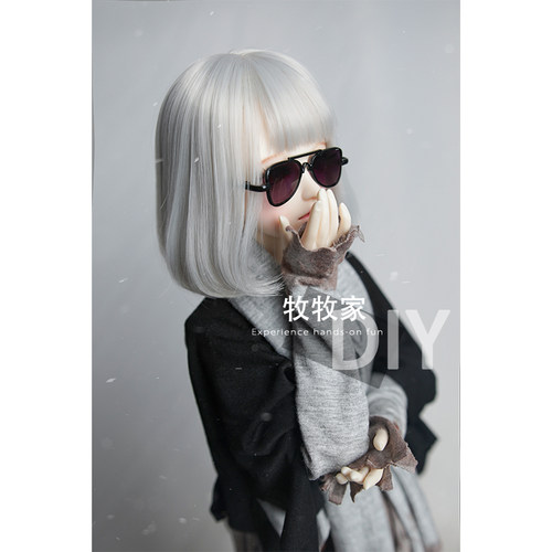 bjd VOLKS SD DDMDD 1/3 1/4渐变色混丝梨花头斜刘海手改毛假发 - 图2