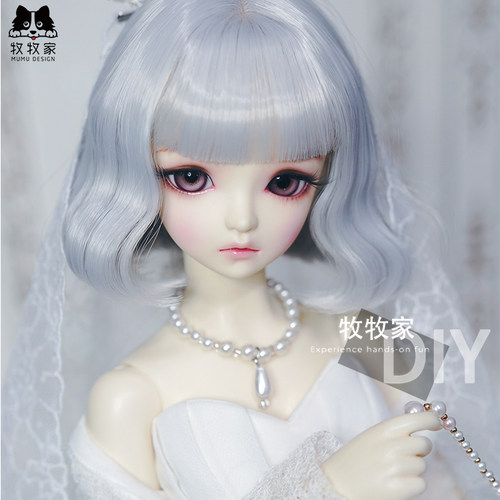 bjd SD DD MDD 1/3 1/4分叶罗丽娃娃软妹卷发头短发手改毛假发 - 图0