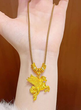 新中式国潮风星辰飞马吊坠马上有钱项链女款时尚气质锁骨链