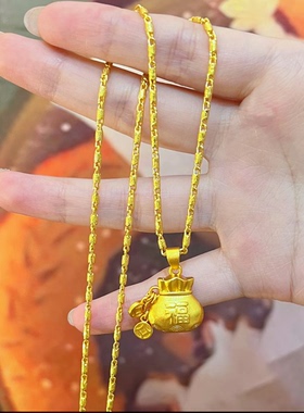 镂空竹节磨砂项链女款新款 锁骨链