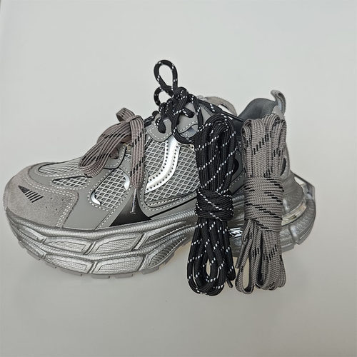 miu系鞋带双鞋带配老爹鞋运动鞋圆形扁宽红加黑安可拉红暗红深红 - 图1